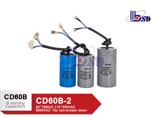 Single Phase Aluminum Electrolytic Capacitor Cable Length From 200mm To 250mm